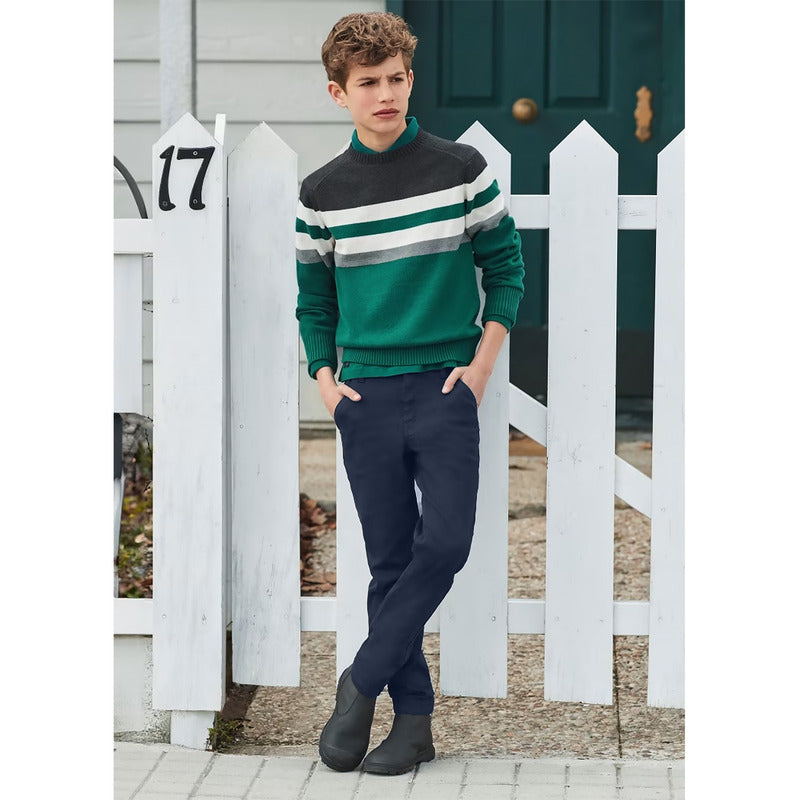 Pantalón Juvenil De Vestir Casual Mod.530 Marca Mayoral® Azul Marino Liso 18