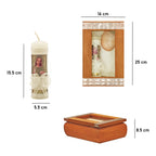 Set Para Bautizo Vela+concha+toalla+caja De Madera