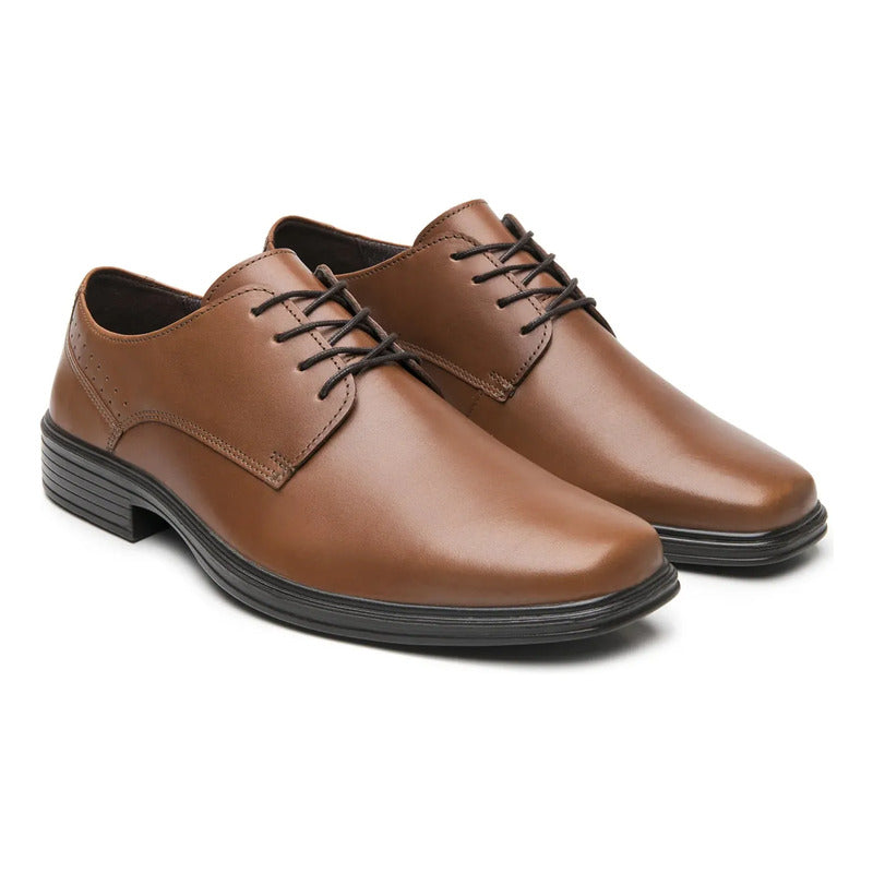 Zapato Derby Semivestir Para Hombre Mod.406401 Marca Flexi® Tan Lisa 26 Mx