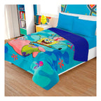 Cobertor Borrega Matrimonial 1.80x2.2m Infantil Providencia® Color Multicolor Diseño De La Tela Bob Esponja Azul 2 Kg