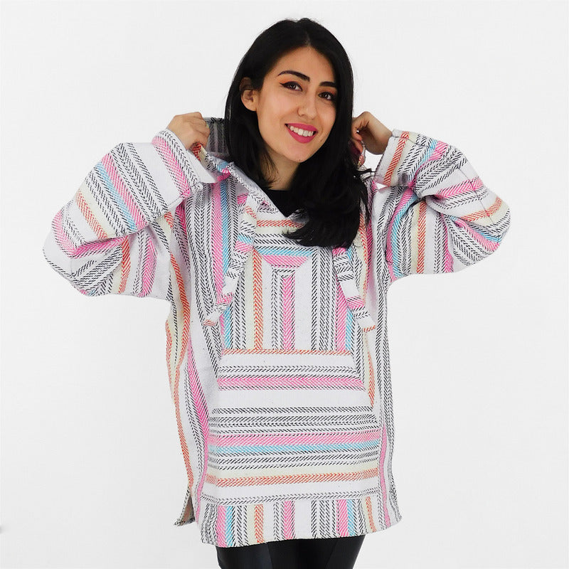 Suéter Poncho Canguro Artesanal Hoodie Acrilico Colores