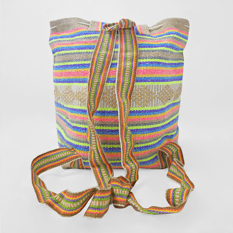 Mochila Artesanal Tejida Tipo Morral Con Bolsillo Frontal 10kg