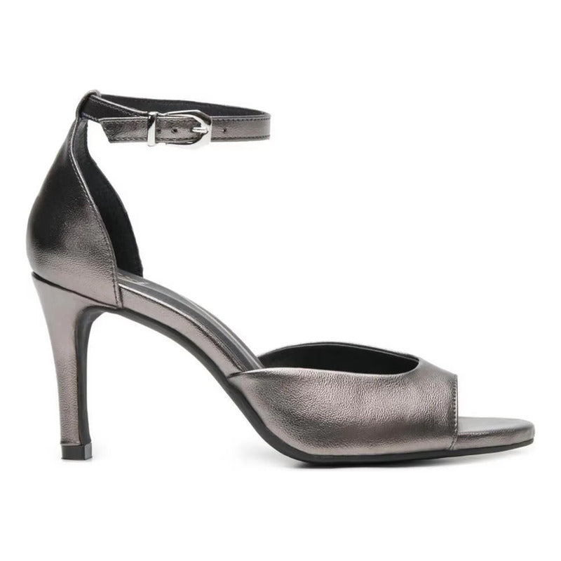 Sandalias Tacón 8.5cm Formales Para Dama Estil.140503 Flexi® Antimonio Brillante 24 Mx
