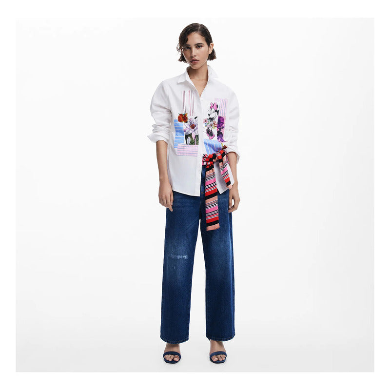 Camisa Minnie Mouse Para Mujer 25swcw24/1000 Desigual® Blanco Minnie Mouse Xs