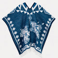 Jorongo Gaban Artesanal Mexicano Colores Azul Gallos Xg