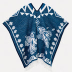 Jorongo Gaban Artesanal Mexicano Colores Azul Gallos Xg