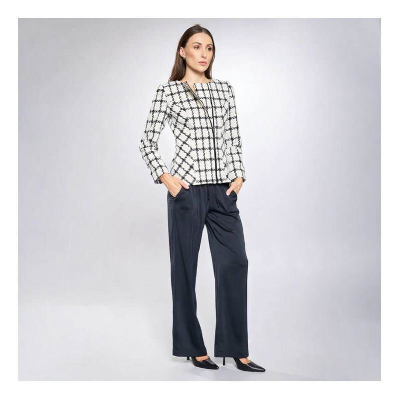 Chamarra Bouclé Houndstooth Para Dama Marca Vanity®