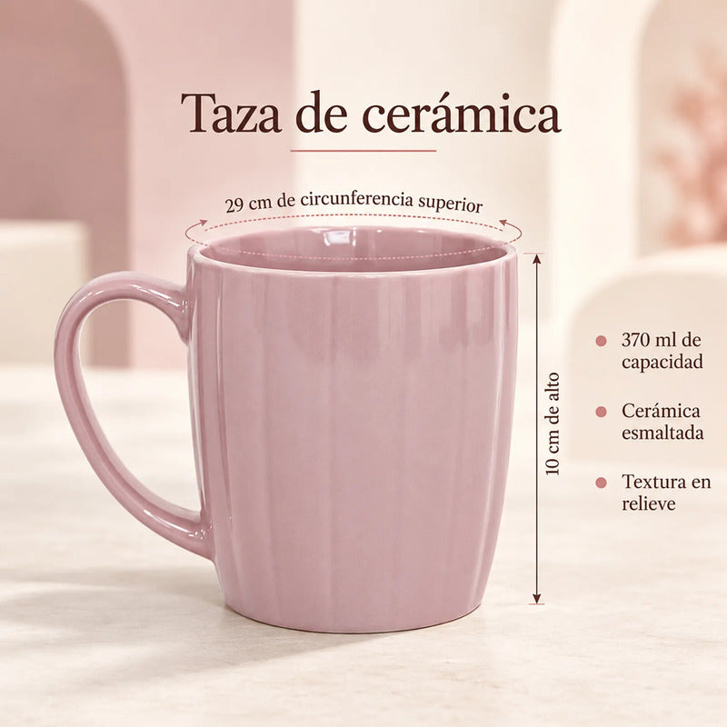 Taza De Cerámica Acanalada 370ml Estilo Nórdico Violeta 1744-98 Acanalada