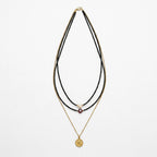 Collar Triple Dije Moneda Ojo De Horus Y Perla Para Mujer Multicolor