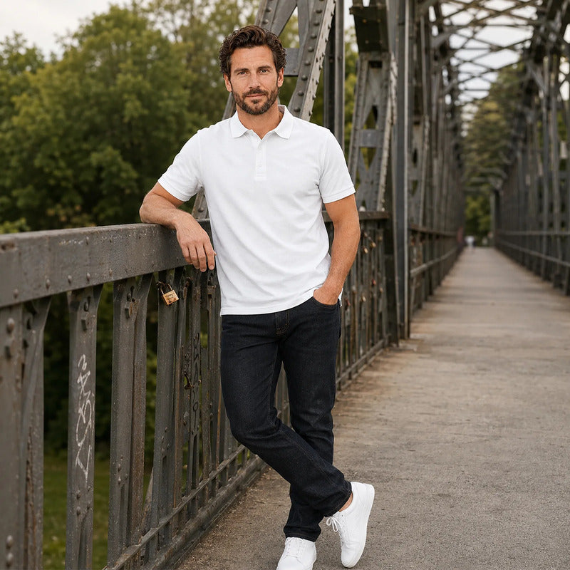 Playera Polo Para Hombre Mod.play01 Marca Truval® Blanco G Lisa