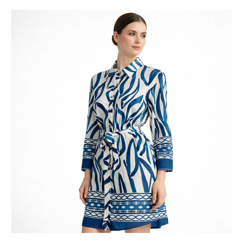 Vestido Ligero Cómodo Para Mujer Mod.6966 Marca Aspik® Multicolor Geométrico M