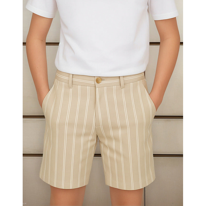 Bermuda Para Niño Mod.6279 Marca Mayoral® Beige Rayas 12