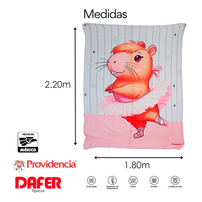 Cobertor Ligero Super Suave Matrimonial Diseños Providencia® Capibara Ballet 850 G Multicolor