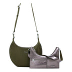 Bolso Doble Para Dama Mod. 25waxpah Marca Desigual® Verde Musgo/ Níquel Lisa Níquel Verde Musgo