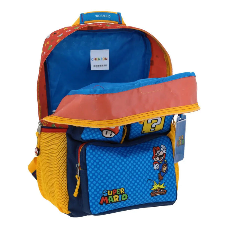 Mochila Azul Extra Grande Bros Chenson Onder Diseño De La Tela Liso Multicolor Mario Bros