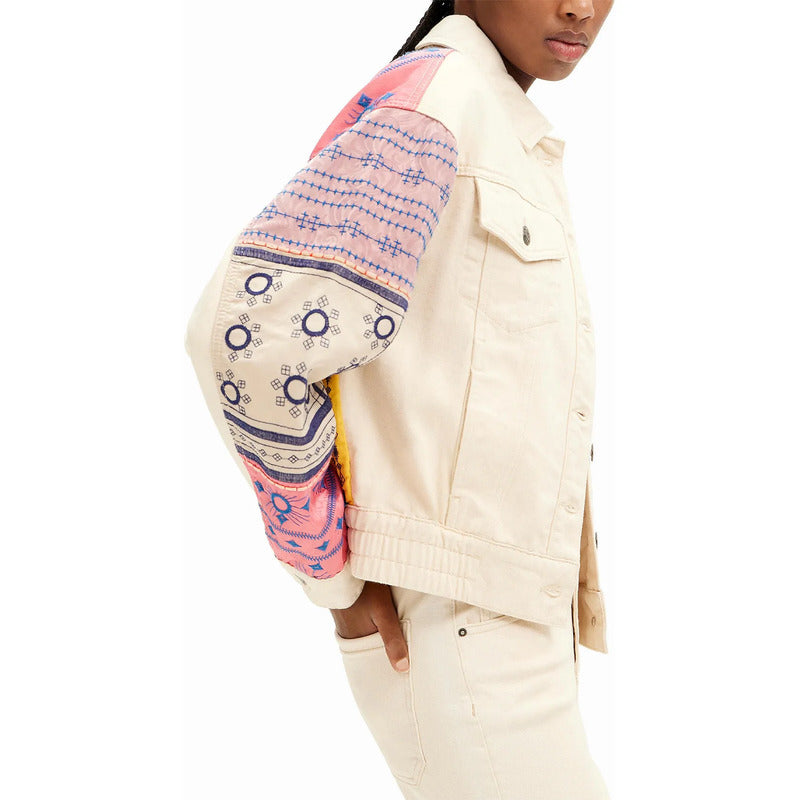 Chaqueta Vaquera Corta Con Bordado 24swed02/4037 Desigual® Multicolor L Geométrico