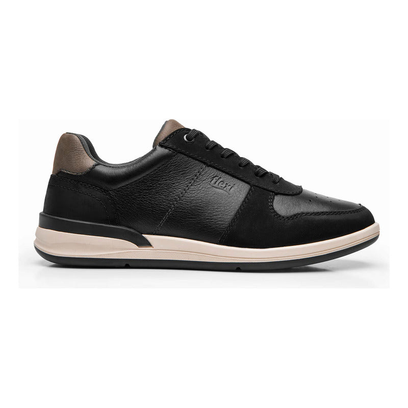 Tenis Casual Para Hombre Mod.419801 Marca Flexi® Negro Lisa 27 Mx