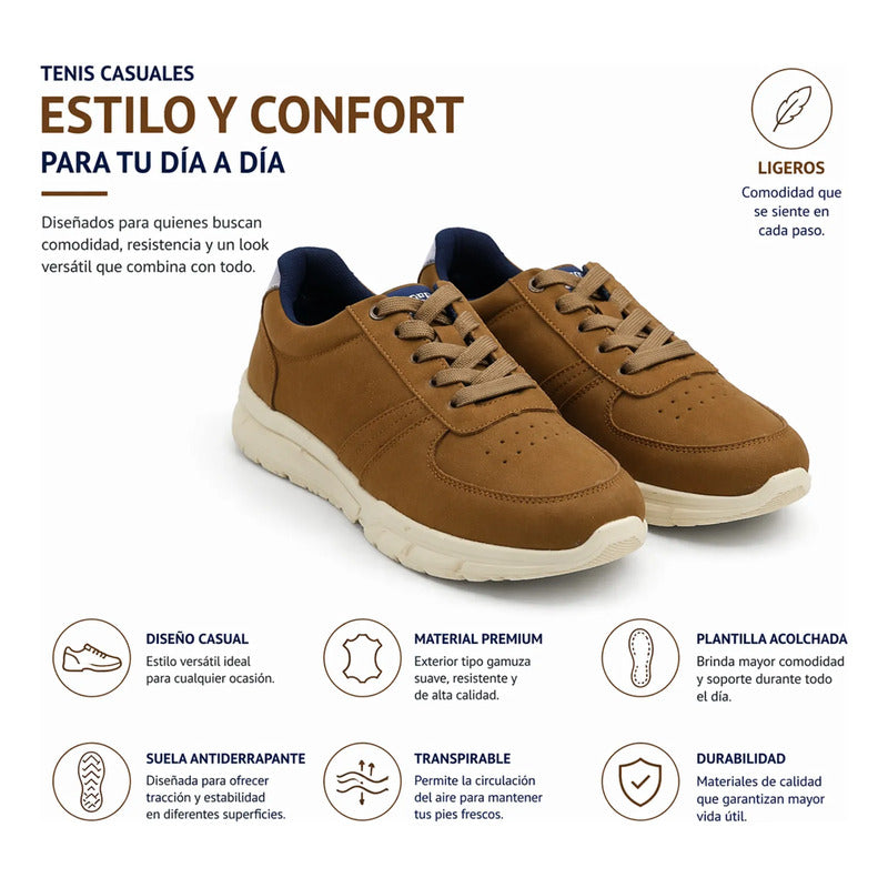 Zapato Tipo Tenis Casual Para Caballero M.d2126761s Dockers® Marrón Lisa 6,0 Mx