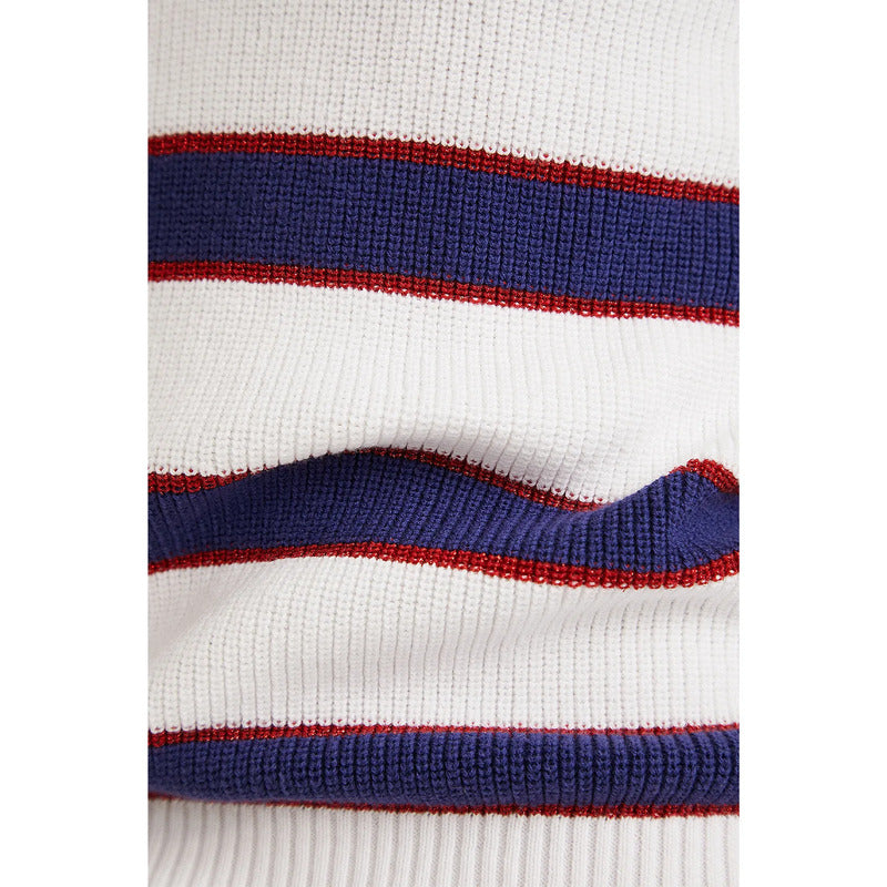 Suéter Casual Para Mujer 22swjf45/1000 Marca Desigual® Blanco Rayas Xs