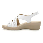 Sandalia Casual Cuña Baja Para Dama Mod.116024 Marca Flexi® Blanco Perforado 25 Mx
