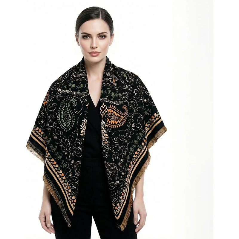 Chalina Chal Elegante Suave Para Mujer 130x130cm Multiusos Marino Figuras Unitalla