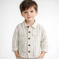 Camisa Cómoda Lino Para Niño Mod.3119 Marca Mayoral® Milk Rayas 2 Años