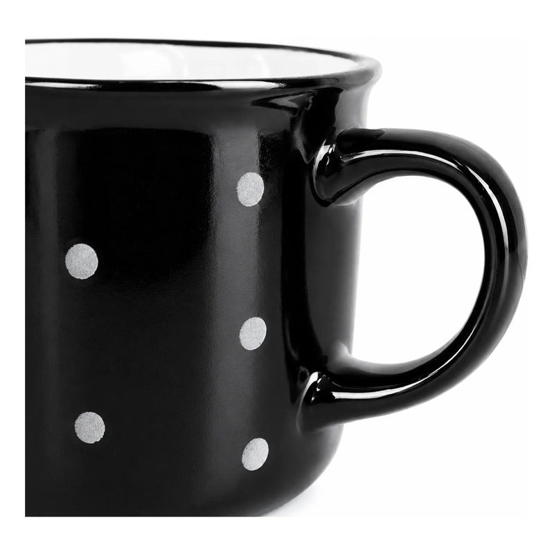 Taza De Ceramica Con Puntos 340ml Mod. 1744-60 Negro Puntos