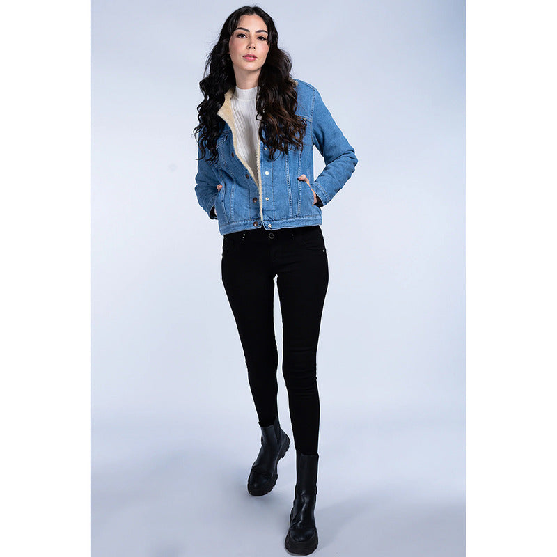 Chamarra Borrega De Mezclilla Para Mujer Marca Oggi®