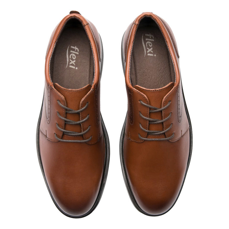 Zapato Semi Formal Para Caballero Mod.419501 Marca Flexi® Marrón Lisa 26 Mx