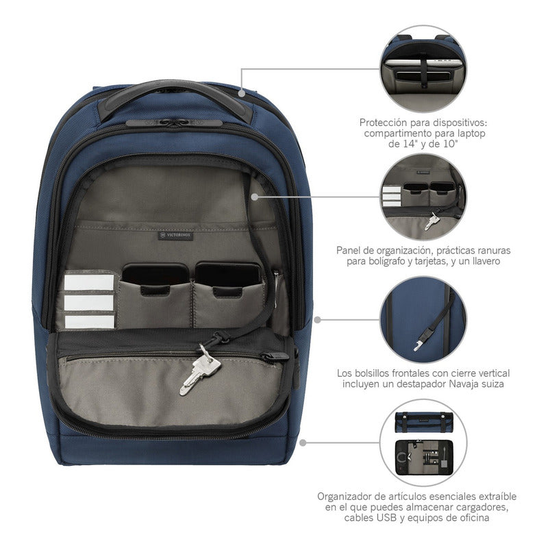 Victorinox Altmont Professional Compact Para Laptop, Azul Color Azul Oscuro Diseño De La Tela Lisa Liso