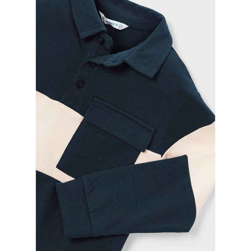 Playera Polo Manga Larga Para Niño Mod.4121 Marca Mayoral® Lisa 5 Años