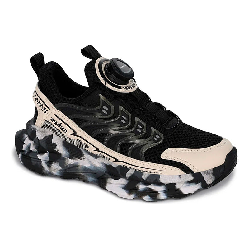 Tenis Casual Para Niño Mod.205601a Marca Coqueta Y Audaz® Negro Geométrico 20 Mx