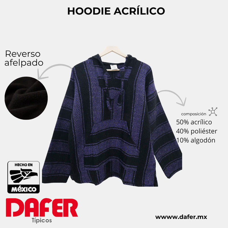 Suéter Poncho Canguro Artesanal Hoodie Acrilico Colores