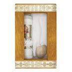 Set Para Bautizo Vela+concha+toalla+caja De Madera