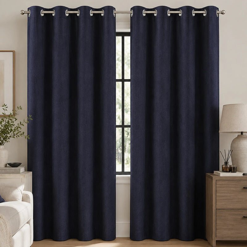 Set De Cortinas Blackout  Impermeables 1.37 X 2.13mts Luna® Azul