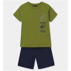 Conjunto Juvenil Playera + Short Mod. 6677 Marca Mayoral® Azul Marino/ Verde Musgo Estampado 16