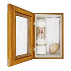 Set Para Bautizo Vela+concha+toalla+caja De Madera
