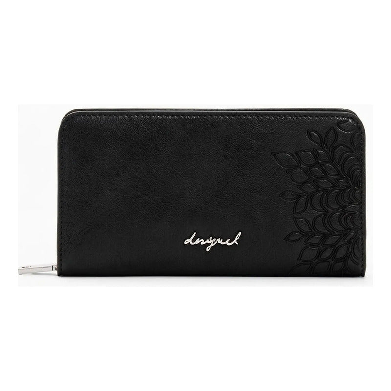 Cartera Mediana Con Bordado 26sayp2 Marca Desigual® Negro Floreado