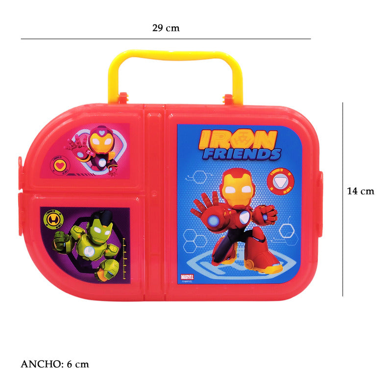 Lonchera Escolar Infantil 3 Divisiones Diseños Animados