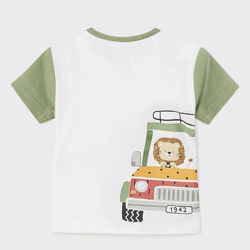 Playera Comoda Para Bebé Mod.1002 Marca Mayoral® Multicolor León 6-9 Meses Lisa