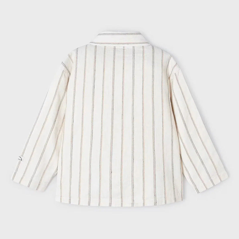 Camisa Cómoda Lino Para Niño Mod.3119 Marca Mayoral® Milk Rayas 7 Años