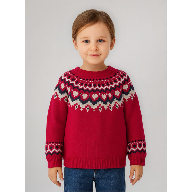 Suéter Jacquard Tejido Para Niña Mod.4358 Marca Mayoral® Rojo Tejido 5