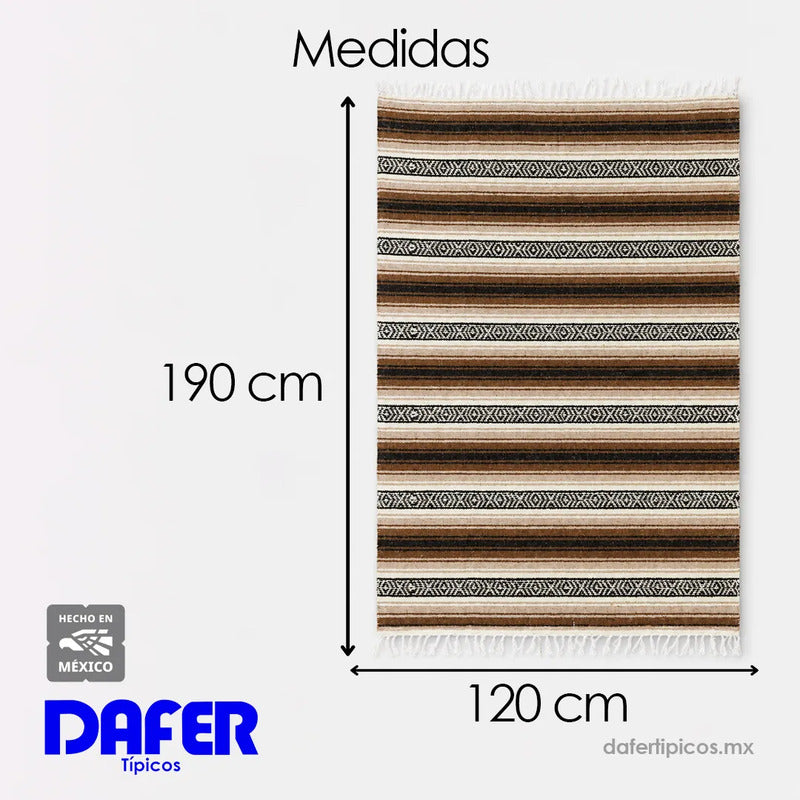 Falsa Artesanal 1.90m X 1.20m Cobija Multiusos Mexicana Geométrico 1 Kg Marrón Claro