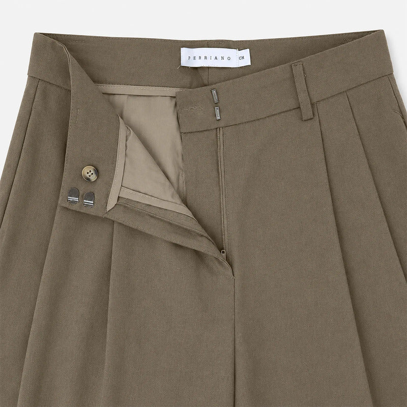 Pantalon Formal Holgado Para Mujer Mod. Pg00671 Ferriano® Marrón Claro Lisa G
