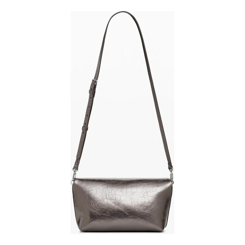 Bolso Para Mujer Mod. 25waxpaq/9225 Marca Desigual® Gris Metalizado Lisa Níquel