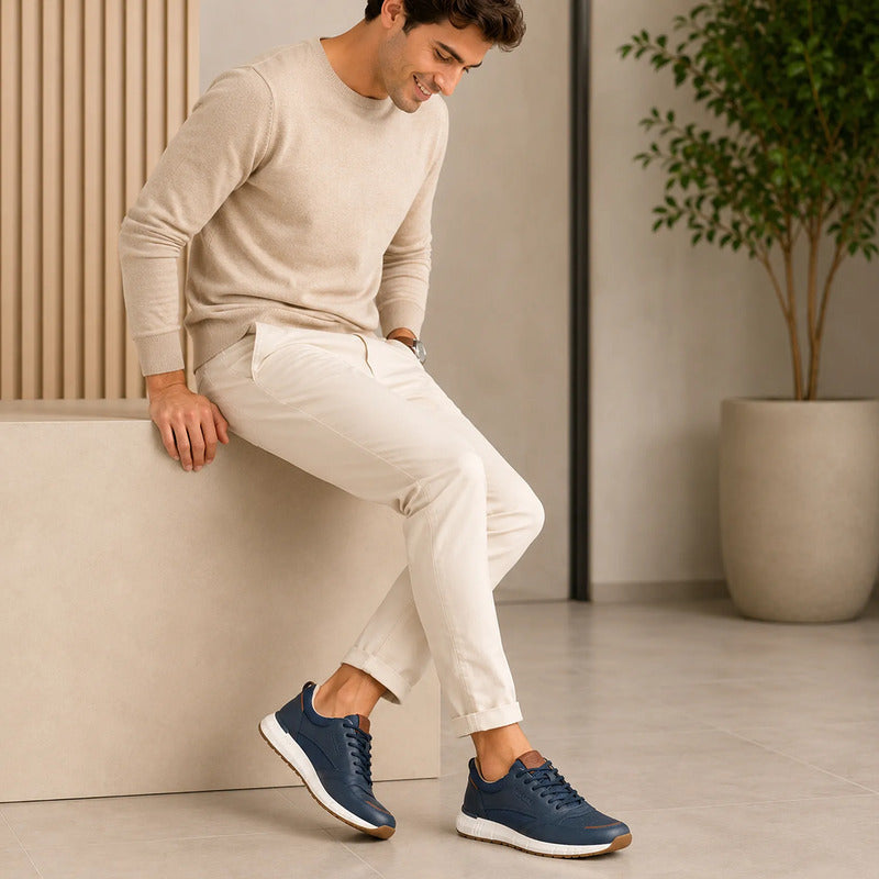 Tenis Casual Para Caballero Mod. D2126802 Marca Dockers® Azul Marino Liso 28.5 Mx