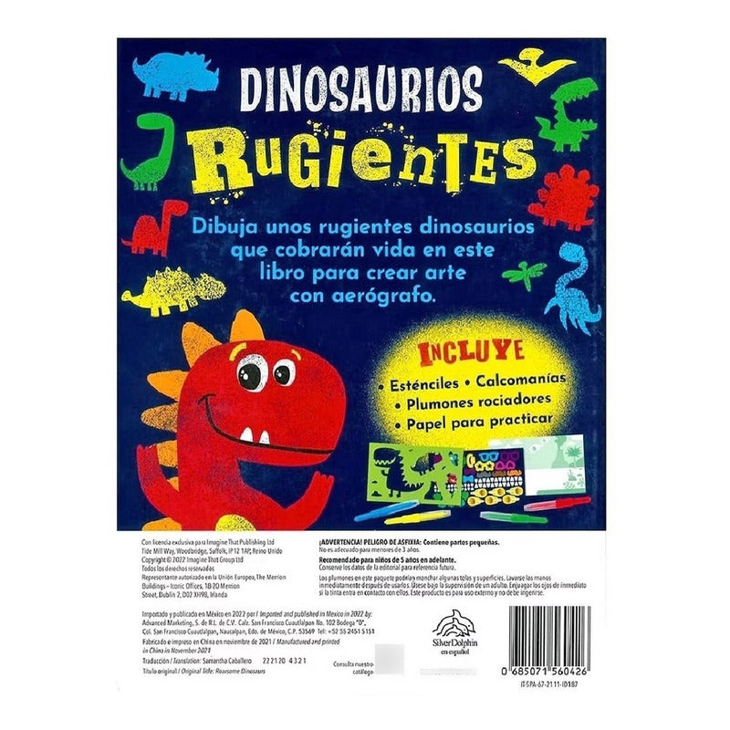 Libro Para Colorear Dinosaurios Rugientes Arte Con Aerógrafo
