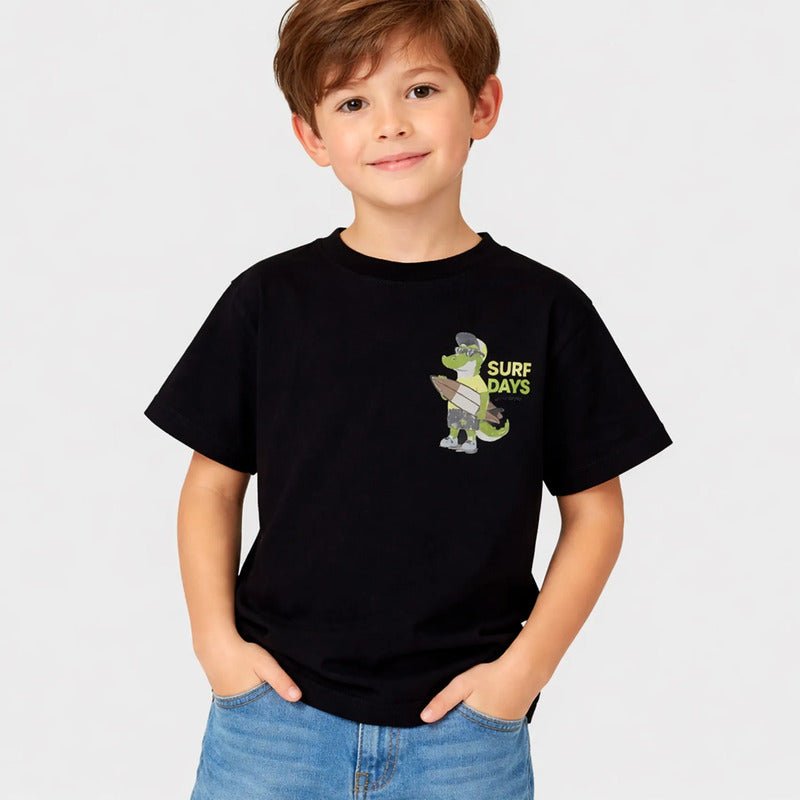 Playera Doble Estampado Para Niño Mod. 3015 Marca Mayoral® Negro Coco Surfs Days 2 Años Estampa Localizada