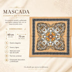 Mascada Ejecutiva De Satín Cuadrada Fina Para Mujer Multicolor Mandala Arena Unitalla