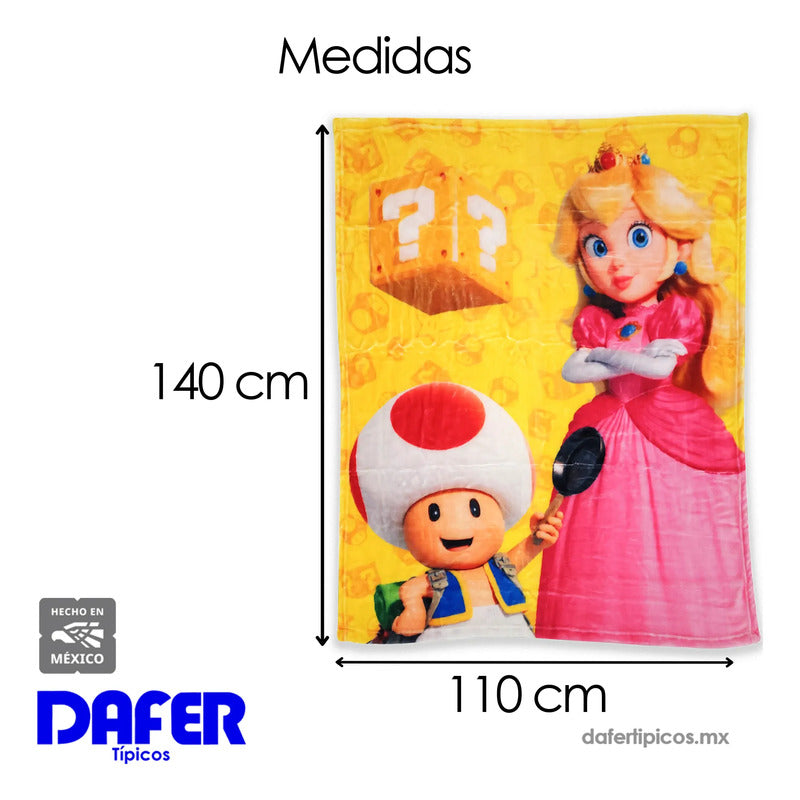 Manta De Cuna Raschel 140x110cm Dibujosanimados Providencia® Princesa Peach 650 G Amarillo